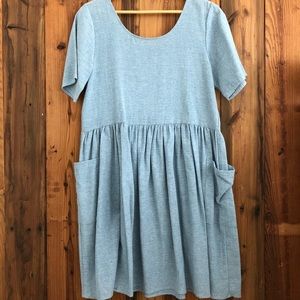 Peplum denim colored dress